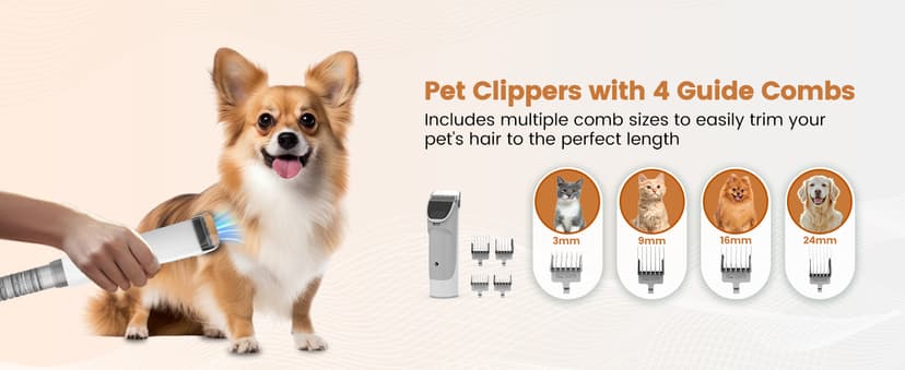 Dog Grooming Vacuum and Kit, Clipper Nail Trimmer Grinder, 2.5L Dust Cup 7 Grooming Tools 11000Pa Pet Vacuum for Shedding Grooming, Dog Hair Vacuum, Home Cleaning, PG50 Plus