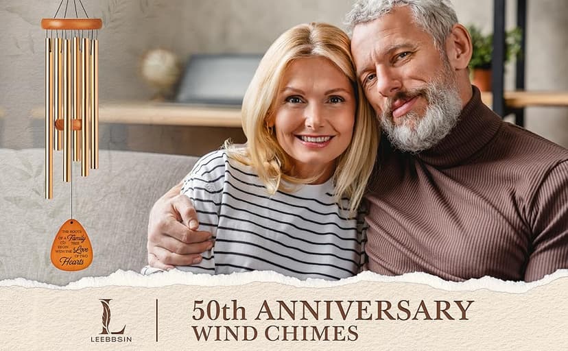50th Wedding Anniversary Wind Chime, Happy 50th Anniversary Romantic Gifts for Couple, Parents, Wife, Husband, Friends, Golden Anniversarys Keepsake Gifts Ideas