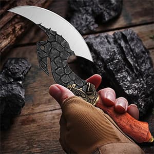 ROCOCO Viking Cleaver Knife Butcher Meat Cutting Boning Knife Hand Forged Chinese Kitchen Axe with Sheath Home Outdoor BBQ Camping Chirstmas Birthday Chirstmas Mother Father Gift Men