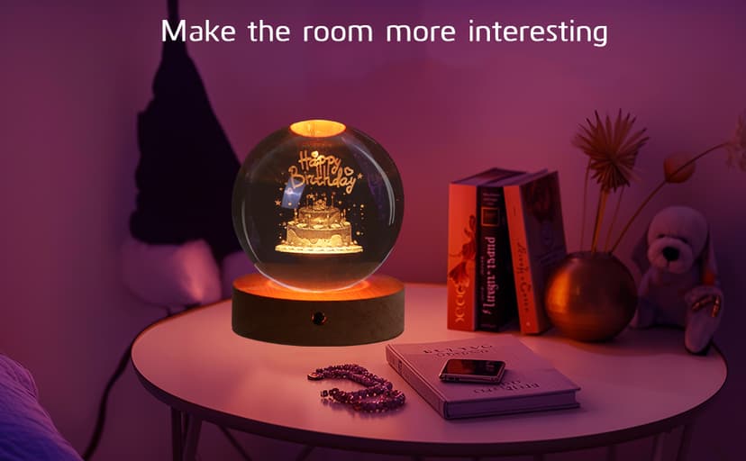 3D Crystal Ball Night Light, 16 Colors 4 Modes, Remotely Controlled, Night Light Room Decor, Funny Anniversary Christmas Gifts for Women, Girlfriends, Wives, Daughters