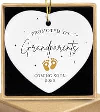 Grandparents Gifts - First Time Grandparents Gifts for Grandma, Grandpa - Baby Pregnancy Announcement Ornament for New Grandma - Grandpa to Be Ornaments 2026 - Ceramic Hanging Ornament
