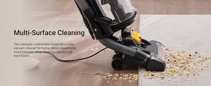 Eureka Powerful Upright Vacuum Cleaner for Home Pet Hair, Lightweight Household Upright Vacuum for Carpet and Hard Floor, MaxSwivel Pro NEU350 with Pet Tool, Yellow