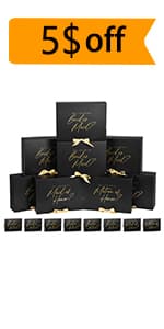 12Pack Black Gift Boxes with Lids, 12×9.8×3.1 Inch Groomsmen Proposal Box, Luxury Black Gift Box with Ribbon for Bridesmaid Box, Graduation, Christmas, Wedding, Birthday, Party
