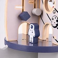 Wdmiya Space Wooden Activity Cube Toys for Baby, Montessoritoys for 1 Year Old Boy & Girl Birthday Gifts, Sensory and Educational 1st Birthday Gifts, Busy Board Toys for Baby Boy 6-18 Months (Rocket)