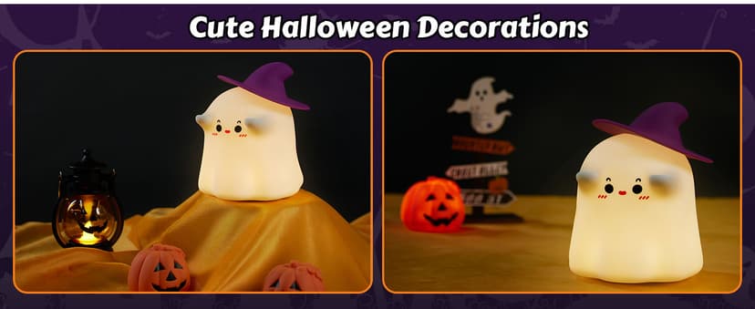 Luditek Cute Ghost Night Light Lights, Silicone Dimmable Ghost Lamp Desk Decor for Halloween Decorations Indoor Home Room Office Table, Halloween Gifts for Women, Girls, Kids