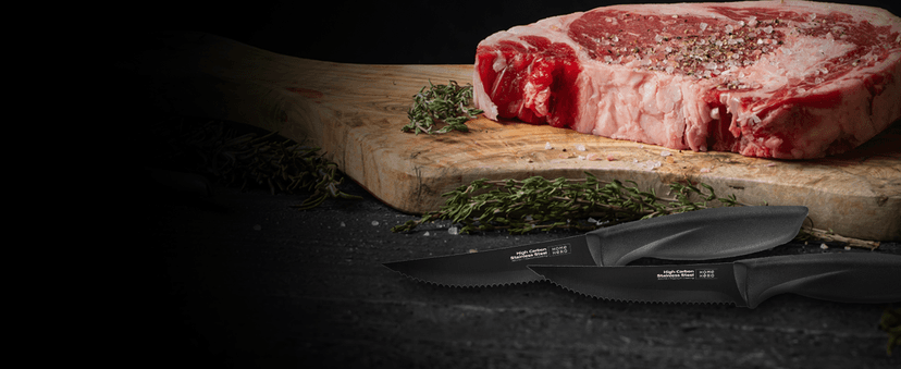 Home Hero Kitchen Knife Set with Sharpener - High Carbon Stainless Steel Knife Block Set with Ergonomic Handles (20 Pcs - Black)