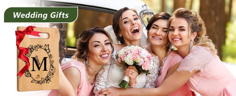 Personalized Cutting Board, Initial Birthday Gifts for Women Wedding Gifts for Couple, Monogrammed Engraved Bamboo Wood Kitchen Gifts, Unique Gift for Christmas Anniversary Housewarming(Letter M)