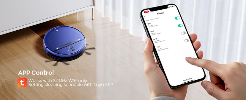 Robot Vacuum and Mop Combo, 2-in-1 Mopping Robot Vacuum Cleaner with 2300Pa Suction, 2.87'' Slim Design, Wi-Fi/App/Voice Control, 3D Obstacle Avoidance&Self-Charging for Hard Floors, Carpets, Pet Hair