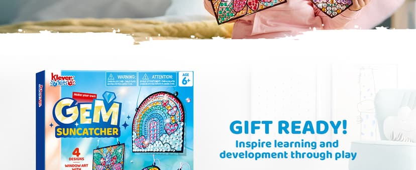 Klever Kits 4PCS Window Art Suncatcher Kits, Fun Gem Painting Kits, Diamond Art and Crafts for Boys Girls, Great Crafts Gift for Kids Birthdays Christmas Ages 6+