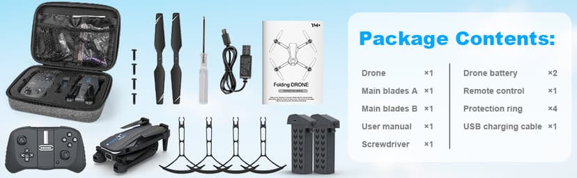 Drone with 1080P Camera for Beginners and Adults, Foldable Remote Control Quadcopter with Voice Control, Gestures Selfie, Altitude Hold, One Key Start, 3D Flips, 2 Batteries, Toy for Beginners