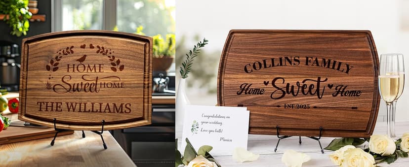 Personalized Home Sweet Home Cutting Board – Custom Engraved Wooden Board – Housewarming Gift, New Home Gift, Realtor Closing Gift, Wedding, Anniversary, Christmas, Bridal Shower Present