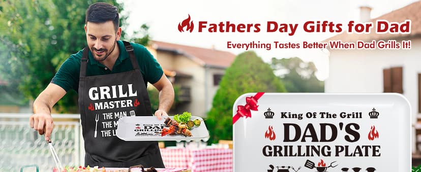 Dad Christmas Birthday Gifts,Best Dad Ever Gifts from Daughter Son,Funny BBQ Grilling Platter with Apron Sets Thanksgiving Xmas White Elephant Present for Bonus Step New First Daddy Father Papa