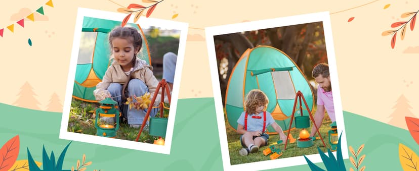 Meland Kids Camping Set with Tent - Toddler Toys for Boys with Campfire, Camping Toys for Kids Indoor Outdoor Pretend Play, Gift Idea for Boys Age 3,4,5,6 Year Old Birthday Christmas (Green)