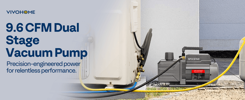 SPECSTAR 110V 9.6 CFM 1 HP Dual-Stage Rotary Vane HVAC Air Vacuum Pump for R12 R22 R134a R410a Systems with Oil Bottle