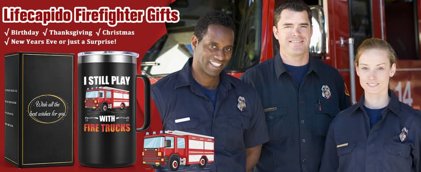 Lifecapido Firefighter Gifts for Men, I Still Play With Fire Truck 20oz Insulated Coffee Mug, Fire Fighter Fireman Christmas Gifts for Firefighters Men, Black