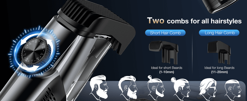 Vacuum Beard Trimmer for Men, New Version Adjustable Precision Trimming Length with 2 Comb, Electric Cordless Vacuum Trimmer for Beard, Waterproof and Rinses Easy, Blades for Skin fit