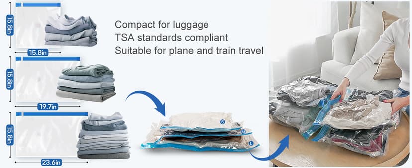 VMstr 12 Pack Travel Vacuum Storage Bags with USB Electric Pump, Compression Bags for Travel, Space Saver for Clothes and Clothing