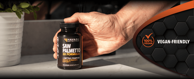 HAVASU NUTRITION Saw Palmetto Supplement with Stinging Nettle and Pumpkin Seed Extract - Advanced 3X Formula - DHT Blocker Urinary Health and Prostate Support for Mens Health - Vegan, Non-GMO Capsules - 2 Month Supply