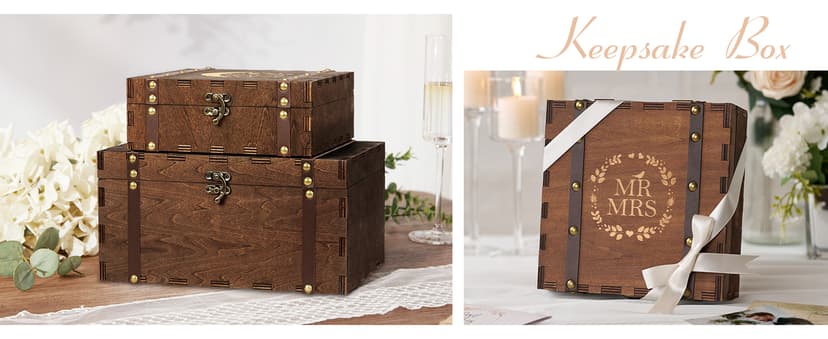 AW BRIDAL Mr and Mrs Wedding Keepsake Box for Couples, Wooden Memory Boxes with Lids, Bridal Shower Gifts for Bride Bachelorette Party, 2025 Engagement Gift for Newlyweds and Marriage Couple