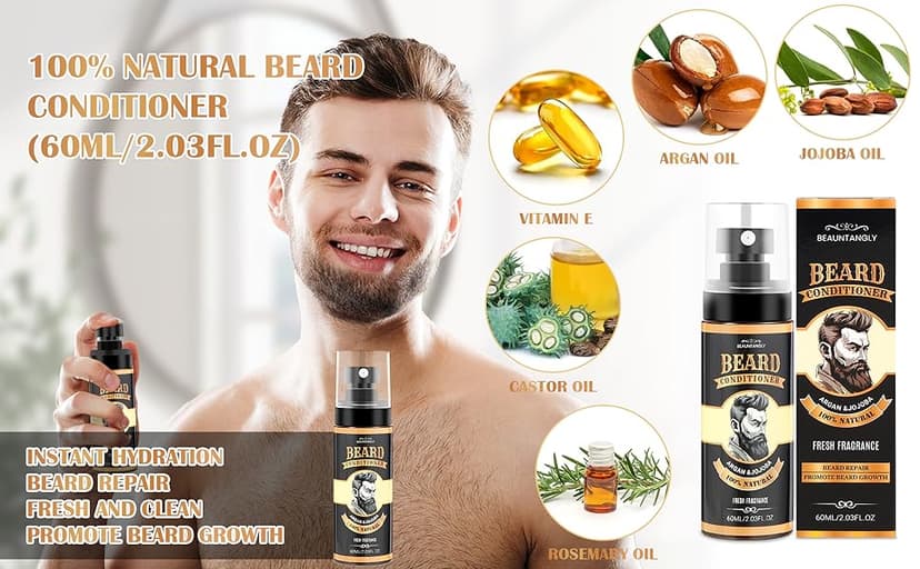 Beard Growth Kit, Grooming Set w/Growth Oil, Conditioner, Balm, Shampoo Wash, 0.25MM Roller, Brush, Comb, Scissor, Bag, Christmas Birthday Valentines Day Gifts for Him Men