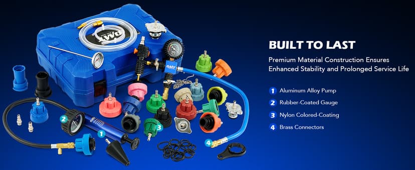Orion Motor Tech Coolant Pressure Tester Kit, 31pc Master Coolant Vacuum Refill Kit with 23 Radiator Adapters, Radiator Cooling System Pressure Tester Kit with Vacuum Pump Vacuum Purge & Refill Tool