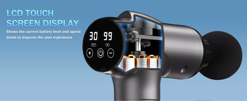 Massage Gun Deep Tissue, Handheld Electric Muscle Massager, High Intensity Percussion Massage Device for Pain Relief with 9 Attachments & 30 Speed(Grey)