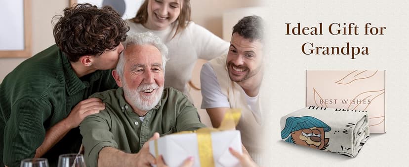 SteadStyle Grandpa Gifts, Blanket Gifts for Grandpa from Grandkids, Grandfather Birthday Gift, Thanksgiving, Christmas, Fathers Day, Fluffy Blanket for Papa, 60'' x 50'' (Beige)