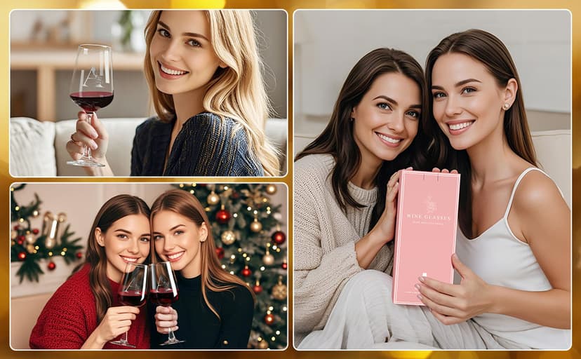 Personalized Wine Glass Gifts for Women - Monogrammed A-Z Wine Glasses Gift | Custom Christmas Gift, Valentines Day, Birthday Gifts for Women Her Mom Wife Best Friend Sister (A)