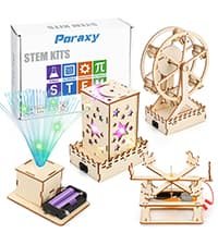 Poraxy 4 in 1 STEM Kits for Kids Age 8-10, Science STEM Projects for Kids 8-12, 3D Puzzles, Educational Craft Building Toys 8-13, Christmas Birthday Gifts for Girls Boys 6 7 8 9 10 11 12 13 Year Old