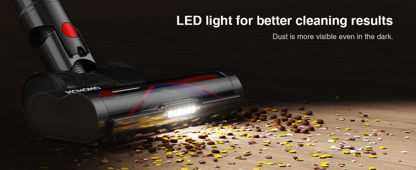 Cordless Vacuum Cleaner, 650W 55KPa 70Mins Vacuum Cleaners for Home, Self-Standing Stick Vacuum with Anti-Tangle Brush & OLED Touch Screen, Vacuum Cleaner for Hardwood Floors,Carpet,Pet Hair,Car (Red)