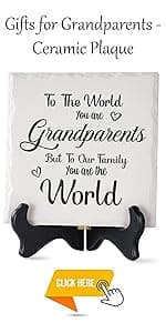 LukieJac Grandparents Gifts from Grandkids Ceramic Plaque for Grandpa & Grandma Gift Ideas Home Decor, Thanksgiving, Christmas, New Year, Grandparents Day, Wedding Anniversary and Birthday Gifts