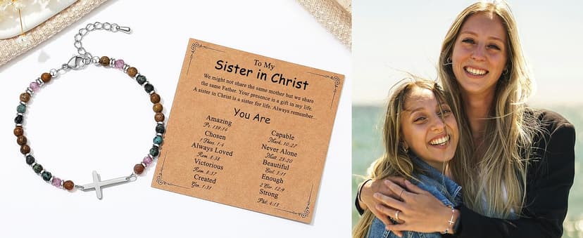 TONY & SANDY Cross Bracelet for Women, Christian Gifts for Women, Confirmation Baptism Easter Gifts, Unique Gift for Friends Daughter Mom Sister in Christ Niece on Birthday Christmas