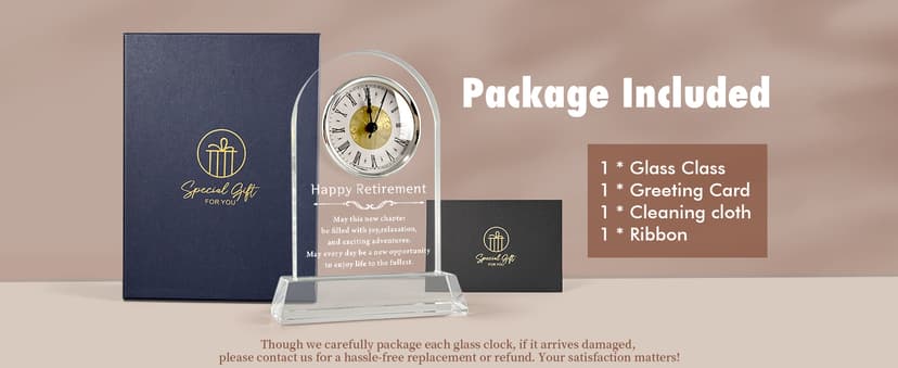 L.Karde Retirement Gift for Women Men Coworker Desk Clock K9 Crystal Keepsakes Retired for Friend Boss for Dad