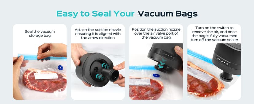 ZIWEO Mason Jar Vacuum Sealer Kit for Wide Mouth and Regular Mouth Mason Jars, Electric Vacuum Sealer with Suction Nozzle, 10 Lids and 1 Vacuum Bag, Compact and Auto Stop Design