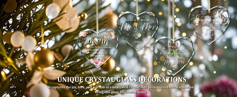 Engagement Gifts for Couples,- Engagement Gifts for Her,Women, Friends, Bride to Be Gifts, Glass Engagement Gift, First Christmas Engagement Ornaments 2025