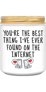 Homsolver Friends Birthday Christmas Gifts for Women, Friend Funny Scented Soy Candles Gift, Our Friendship Candle Premium Lavender Scent