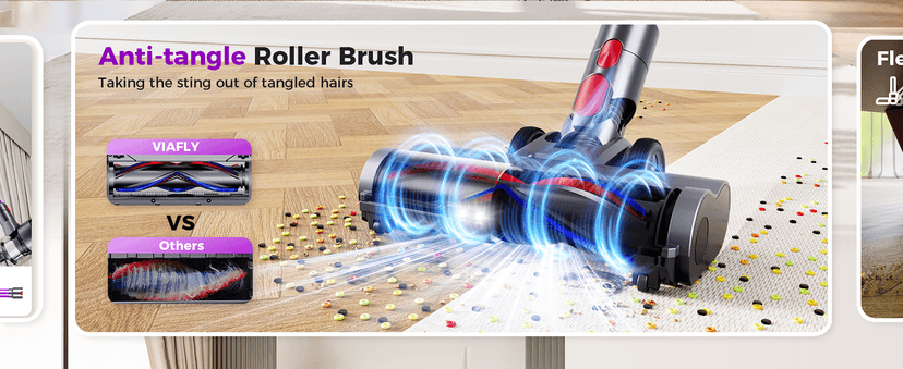 Cordless Vacuum Cleaner, 550W/45Kpa/60Mins Stick Vacuum, Anti-Tangle Vacuum Cleaners for Home with Self-Standing, LDE Display, 8-in-1 Wireless Vacuum for Carpet Pet Hair Hardfloor