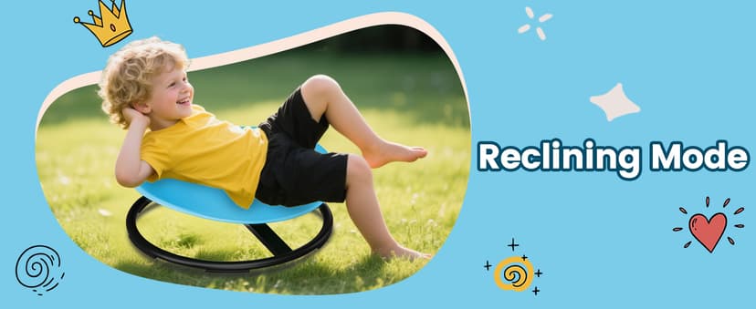 21" L × 19" W Large Size Spinning Chair for Autistic Kids, Toddler Sensory Spinning Chair, Sensory Toys Gifts for Kids with Autism & ADHD, Sit and Spin Training Body Coordination, Azure Rounded Shape