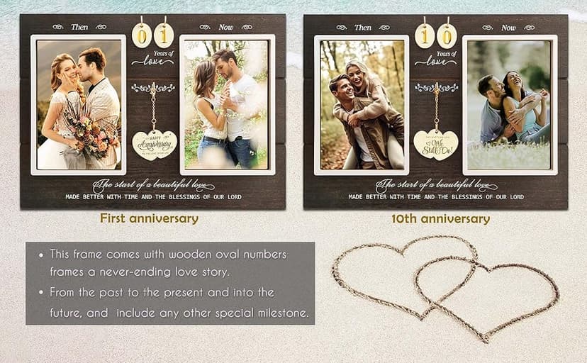Anniversary Wedding Gifts for Couple Parents Wife Husband, Then & Now Anniversary Picture Frames(3 Options)
