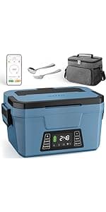 Electric Lunch Box Food Heater, 60-80W Heated Lunch Box for Adults, 12V 24V 110V Portable Food Warmer LunchBox for Car Truck Work with 304 Stainless Steel Container, Driver Trucker Gifts for Dad