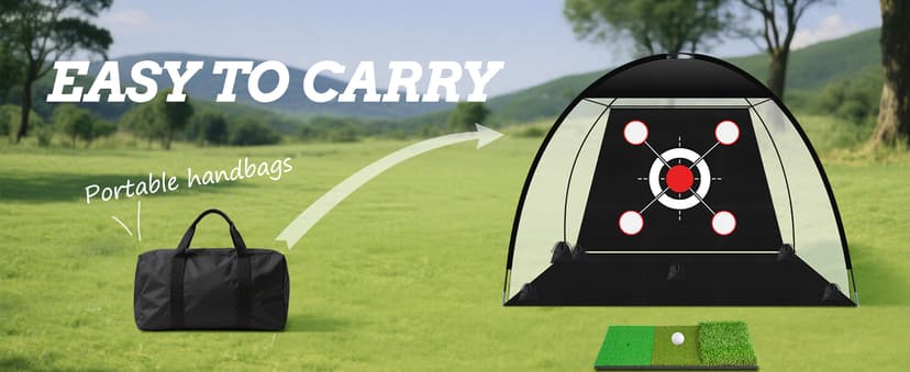 Golf Net 10x7FT with Tri-Turf Mat, Ball, Target & Bag, All-in-One Golf Practice Hitting Net for Backyard Driving, Chipping & Swing, Indoor Outdoor Training Aid, Gift for Men Dad Him Golfer