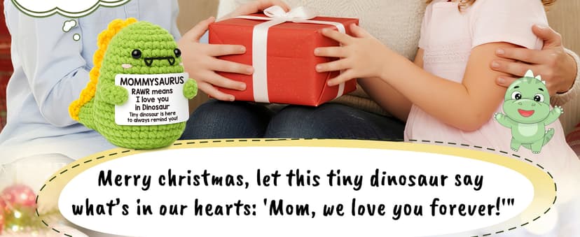 Mini Gifts for Mom Christmas I Love You Mommy Gift Handmade Crochet Dinosaur Mom Gifts for Christmas Birthday Gift for Mama Mother- in- Law New Bonus Step Moms Mother from Daughter Son Husband