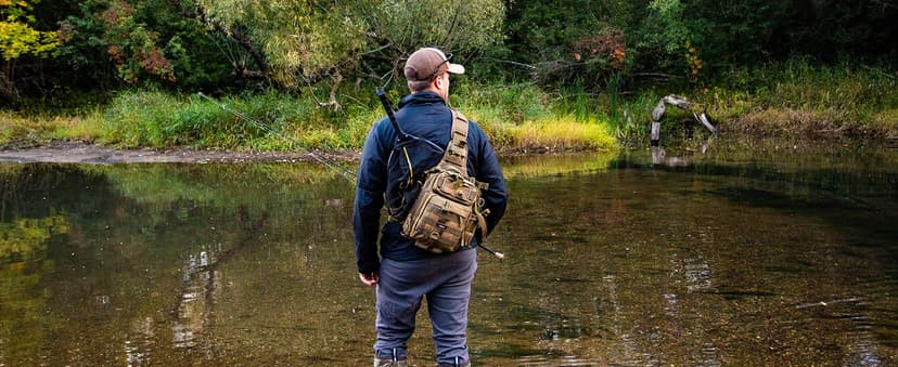 Piscifun Fishing Backpack with Rod Holder, Lightweight Sling Bag Storge Gear and Equipment