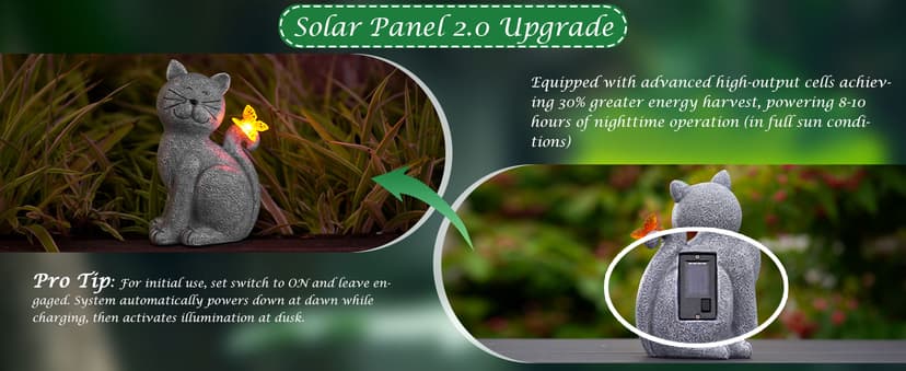 Nacome Solar Cat Outdoor Statues for Garden: Outside Decor with Butterfly Clearance for Yard Art Lawn Ornaments Porch Patio Balcony Home House - Birthday Gifts for Grandma Mom Women