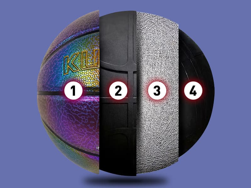 KUYOTQ Kids Youth Women Basketball - Shiny Purple Leather Size 3/4/5/6 - 22/25.5/27.5/28.5" Dazzle Textured Basketball for Boys and Girls (Deflated, Without Pump)