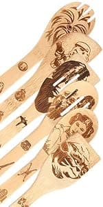 Riveira 6-Piece Wooden Spoons For Cooking & Serving - Christmas Gifts for Women who have everything - Christmas Kitchen Utensils - Gift for Mom - Cooking Utensils