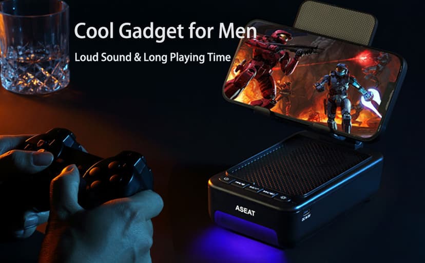 Gifts for Men Him, Cell Phone Stand with Bluetooth Speaker&Led Color Changing Light, Unique Gifts for Women Dad Her Husband, Cool Tech Gadget Wireless Speaker, Birthday Gifts for Men, Ideal Gifts