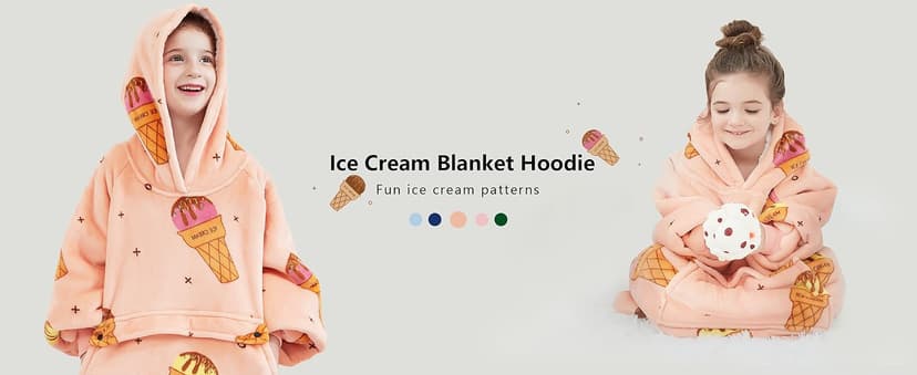 KFUBUO Wearable Blanket Hoodie for Kids Sherpa Patterns Oversized Sweatshirt Blanket With Pocket 6-10 Year Old Girl Boy Birthday Gifts Cat