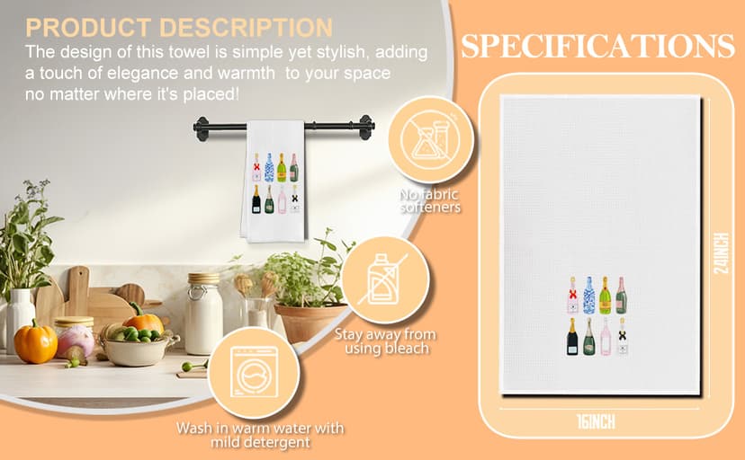 Christmas Wine Kitchen Towels - Hand, Dish, and Tea Towels for Wine Lovers - Funny Gift for Women - 16 X 24