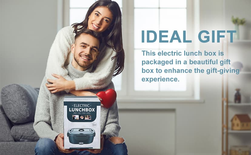 Electric Lunch Box Food Heater, 60-80W Heated Lunch Box for Adults, 12V 24V 110V Portable Food Warmer LunchBox for Car Truck Work with 304 Stainless Steel Container, Driver Trucker Gifts for Dad